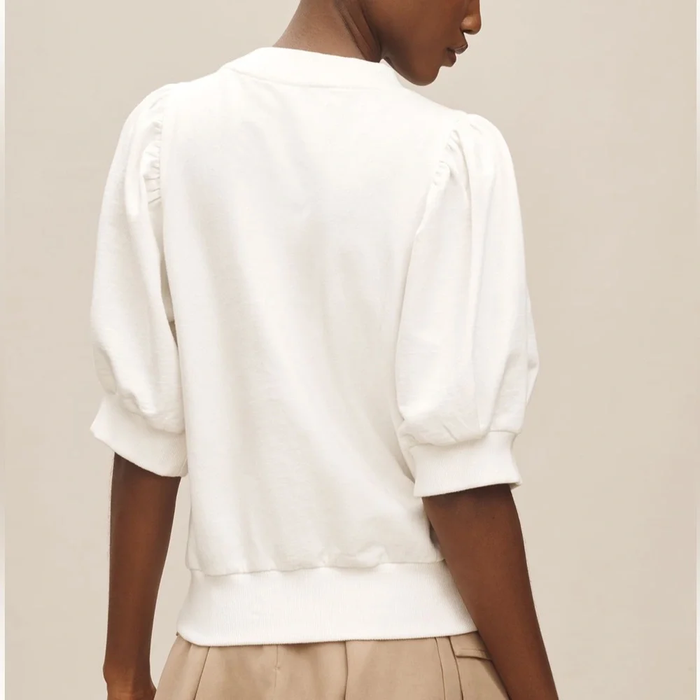 *Anthropologie puff Sleeve Embellished Elbow Sleeve Sweatshirt